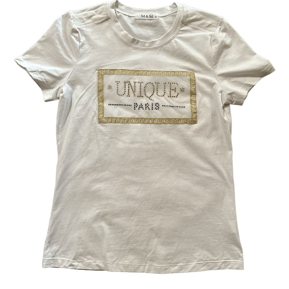 White Shortsleeves Small To Medium T-shirt With Embellishment BNWOT - Picture 1 of 10